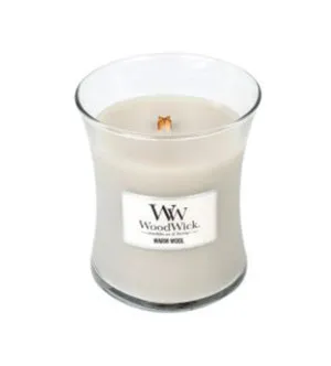 WoodWick Warm Wool vonná svíčka s dřevěným knotem 275 g