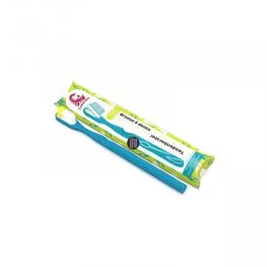 Lamazuna Bioplastový zubní kartáček s vyměnitelnou hlavicí, měkký, modrý