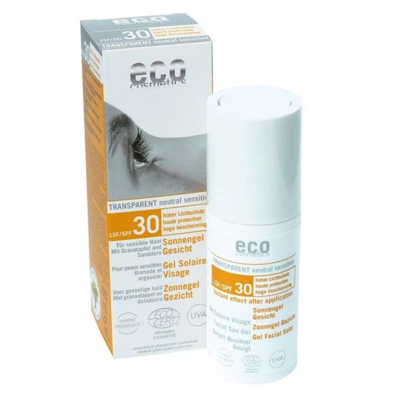 Eco Cosmetics Opalovací transparentní gel na obličej SPF 30 (30 ml)